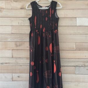 MISSLOOK Black and Red Patterned Midi Dress